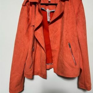 Philosophy Cut & Sewn Orange Crush Open Front Moto Jacket Large